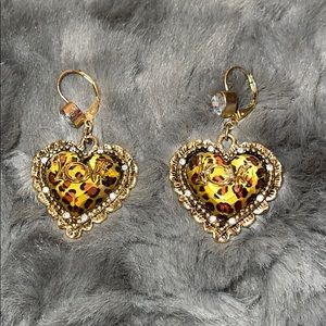 Betsey Johnson Leopard Love Earrings